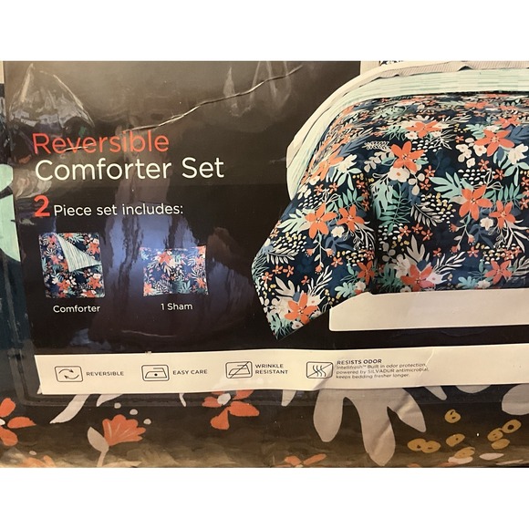 Reversible Twin XL Comforter Set - New - 2 Piece Set Comforter & Sham - Picture 2 of 7